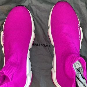 Speed Stretch-knit High-top Sneakers In Pink
